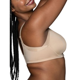 Vanity Fair Women's Full Figure Wireless Bra, Extended Side & Back Smoothing, Lightly Lined Cups up to DDD, Beige, 36C