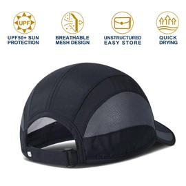 GADIEMKENSD Quick Drying Breathable Running Outdoor Hat Only, Black, Blue