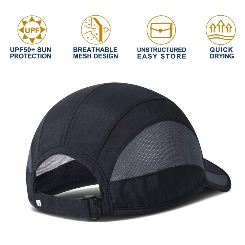 GADIEMKENSD Quick Drying Breathable Running Outdoor Hat Only, Black, Blue
