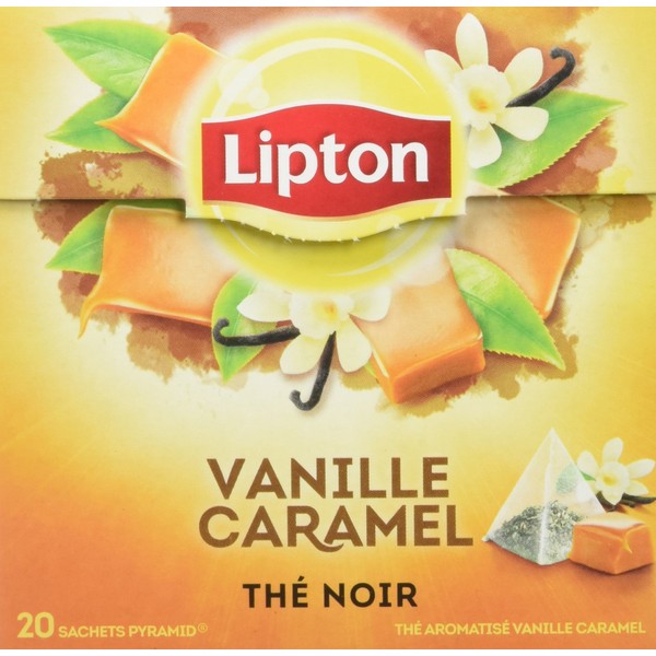 Lipton Rainforest Alliance Black Tea Vanilla & Caramel, 20 Pyramid Sachets