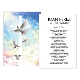 Amor Memorials Stationery Tarjetas Funerales De Recordatorio FPC1164ES Vuelo de palomas (Impreso personalizado - Seleccione oración deseada)