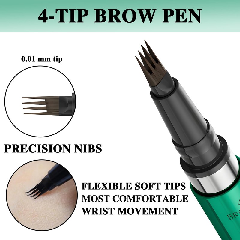 MOTIBACK Microblading Eyebrow Pen with 4-Fork-Tip- Waterproof & Smudge Proof