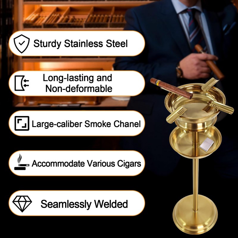 Tall Outdoor Floor Standing Cigar Ashtray,Stable Stainless Steel Standing Ashtray