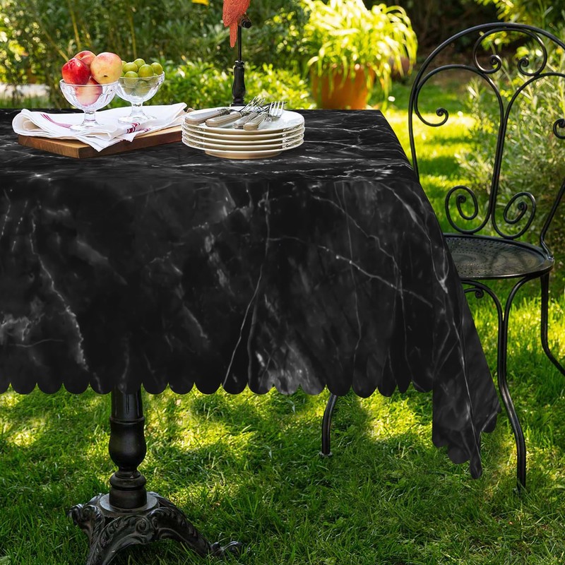 SIEDYCV Natural Black Grey Marble Tablecloth, 52x70 Inch Abstract Modern