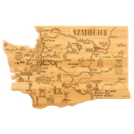 Totally Bamboo Destination Washington State Shaped Cutting Board, Charcuterie and Cheese Serving Board – Washington Gift for Home Décor or Everyday Kitchen Use