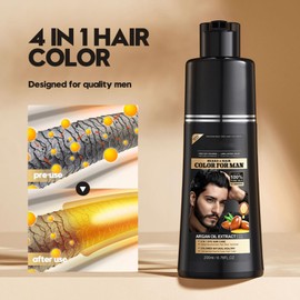 Haarfarbe Schwarz haarfärbeshampoo für Männer und Frauen, haarfarbe shampoo für Graues Haar, Natürliche Sofort Haarfarben für Männer und Frauen, Instant Black Hair Dye 200ml