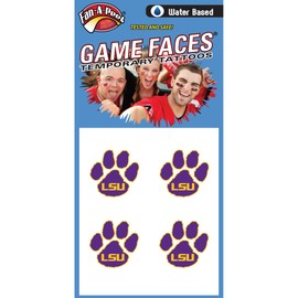 LSU Tigers Purple Paw Print Temporary Tattoos