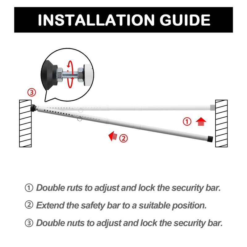 Sliding Door Security Bar, 16 to 51 Inch Adjustable Windows
