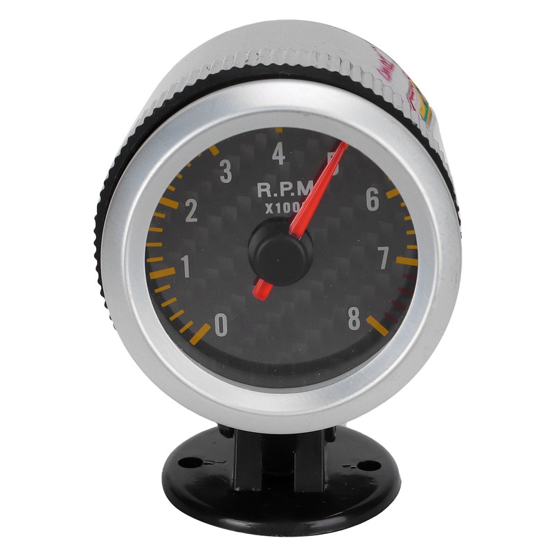 Tachometer 52mm/2.05in 0‑8000 RPM Carbon Fiber Panel Pointer 12V Universal