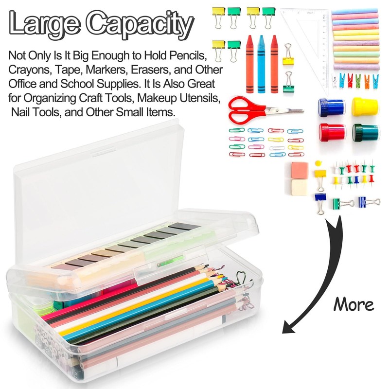 Meiikun Pencil Box, Large Capacity Pencil Boxes 2 Compartments, Hard