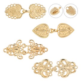 Molain Pack of 4 Vintage Pullover Scarf Clips, Metal Cardigan Clip Brooch Neckline Reduce Collar Scarf Pin Clips for Clothing for Women Girls Wear (Gold)