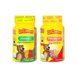 Kkumibite Lil Critters Gummybite Immune Zinc + Vitamin C, D 1 bottle + Calcium Vitamin D 1 bottle / 릴크리터스 꾸미바이트 이뮨 아연+비타민 C,D 1병+칼슘비타민D 1병