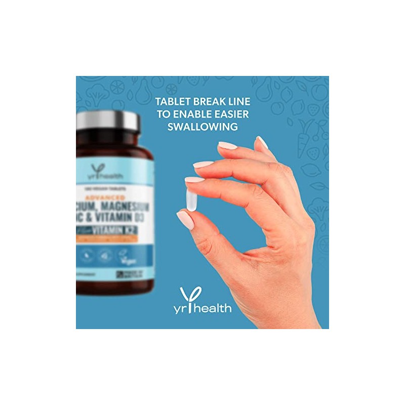 Calcium Magnesium Zinc Vitamin D3 and K2 Vegan 180 Tablets