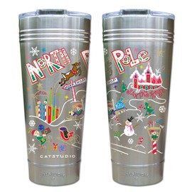 Catstudio North Pole Thermal Tumbler | Triple Wall Insulation With Non Slip Bottom | Great Holiday and Christmas Travel Cup for Water, Coffee, Tea, or Smoothies