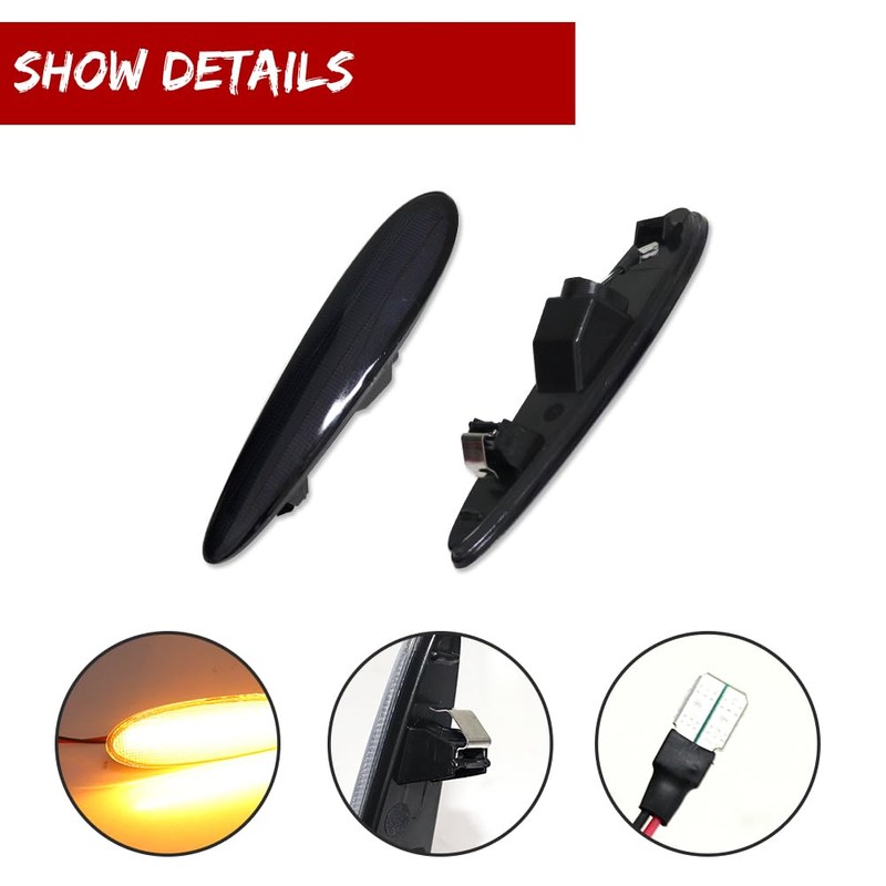 GTINTHEBOX Smoked Lens Amber LED Front Side Marker Lights for