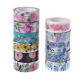 Labriciyon 1 Pc Cute Flowers Adhesive Washi Tape Decorative Masking Tape Scrapbooking, Reference Picture, Arts and Crafts Tape Random Style
