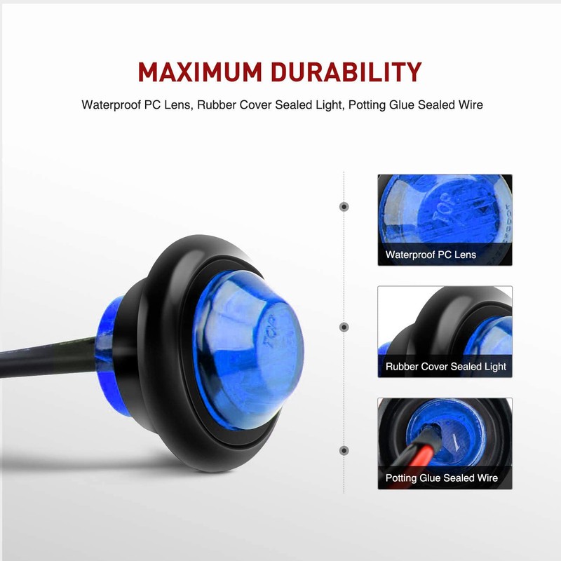 Gebildet 10Pcs 12V Blue Front Rear Side Indicator Bullet Marker