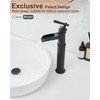 HOIGY Tall Bathroom Faucet Waterfall, Brass Bathroom Faucets Black Vessel