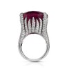 THJEW Female Big Red Square Ruby Stone Ring,Silver Large Exaggerated
