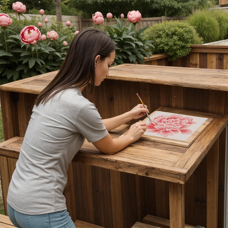 7Pcs Wall Stencils Large Flower Painting for Garden, 12 Inch