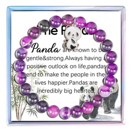 MollyQueen Cute Panda Bracelet Panda Gifts for Women Panda Stuff Panda Gifts Panda Charm Jewelry for Women Animal Lovers (Purple Panda Bracelet)