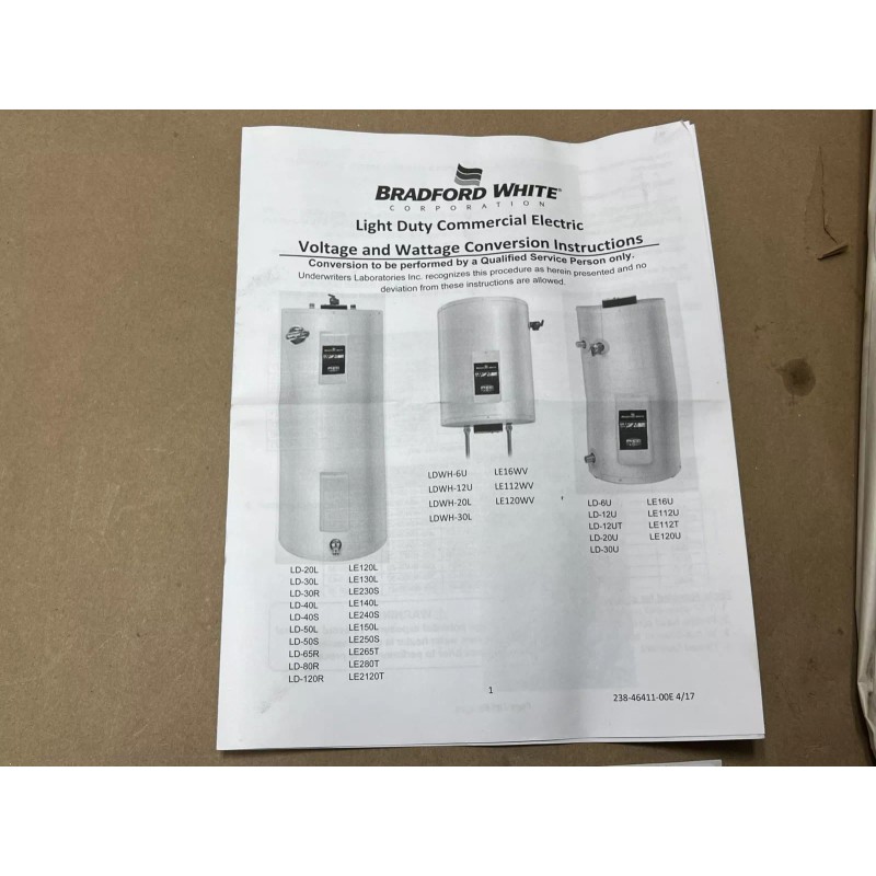 Bradford White ElectriFlex LD Water Heater LDCE Conversion Kit 277V