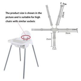 Haosie Haosie High Chair Straps, High Chair Harness Replacement, 5 Point Harness Safety Strap Belt with Buckle for Stroller High Chair Pram Buggy Children Kid(Gray)