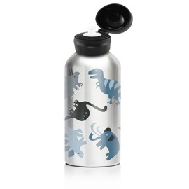 My Family Stainless Steel Kids Drink Bottle - BPA Free, Non-Toxic, Eco-Friendly, Reusable Water Bottle for Toddlers & Preschoolers (400ml) - T Rex Dino