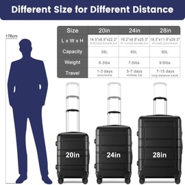 Axidou Carry On Luggage 22x14x9 Airline Approved, Suitcase with Spinner Wheels (20 Inch, Black)
