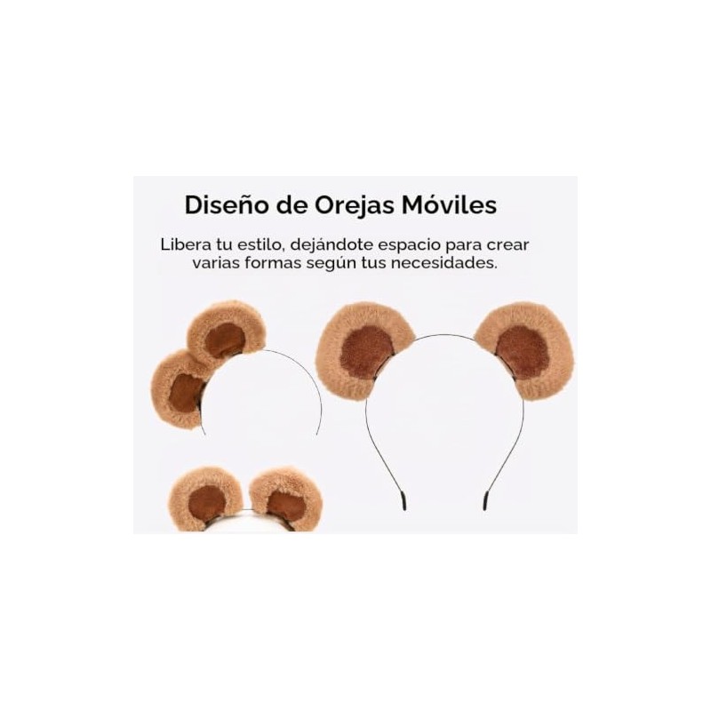 Diadema de orejas de oso café, diadema esponjosa, para adultos,