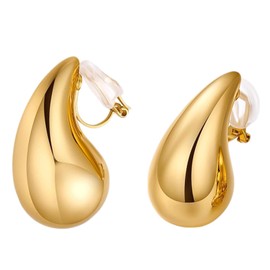 Se607as7 Hypoallergenic Teardrop Clip Earrings Women Gold