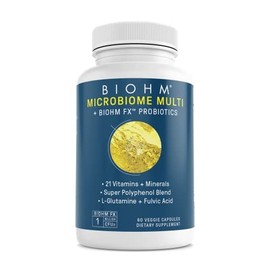 BIOHM Multivitamin for Women & Men, Microbiome Multi with Probiotics (60 Capsules, 30 Servings) 21 Vitamins & Minerals, Green Tea, Glutamine & Antioxidants, Non-GMO, Gluten Free, Vegetarian