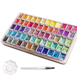 Pigment Powder | Pearl Pigment Art Watercolor,60 Colors Glitter Mineral Painting Palette Art Decoration Portable for Beginners Nails and Creative Projects