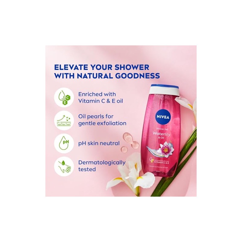 Nivea Bath Care Shower Water Lily Oil, 250ml