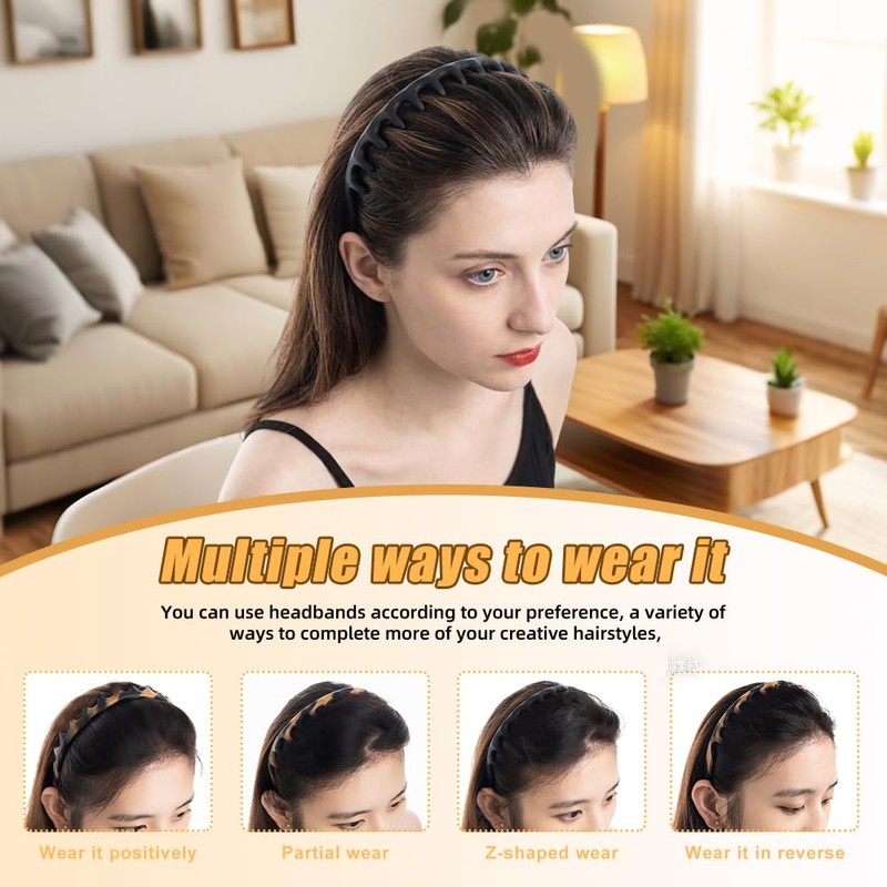 Axewqn 2 Pcs Silicone Headband for Women, Non-Slip Flexible Hairbands