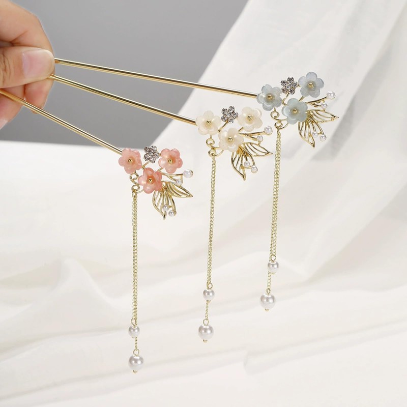 EZ PEACH Sakura Flower Pearl Hairpin Hair Clip Bangs Hair