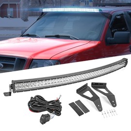 Mofun 52" 300W Curved LED Light Bar Kit with Upper Windshield Roof Mount Brackets Compatible with Ford F150 2004-2018 Fit F150 SVT Raptor 2010-2016