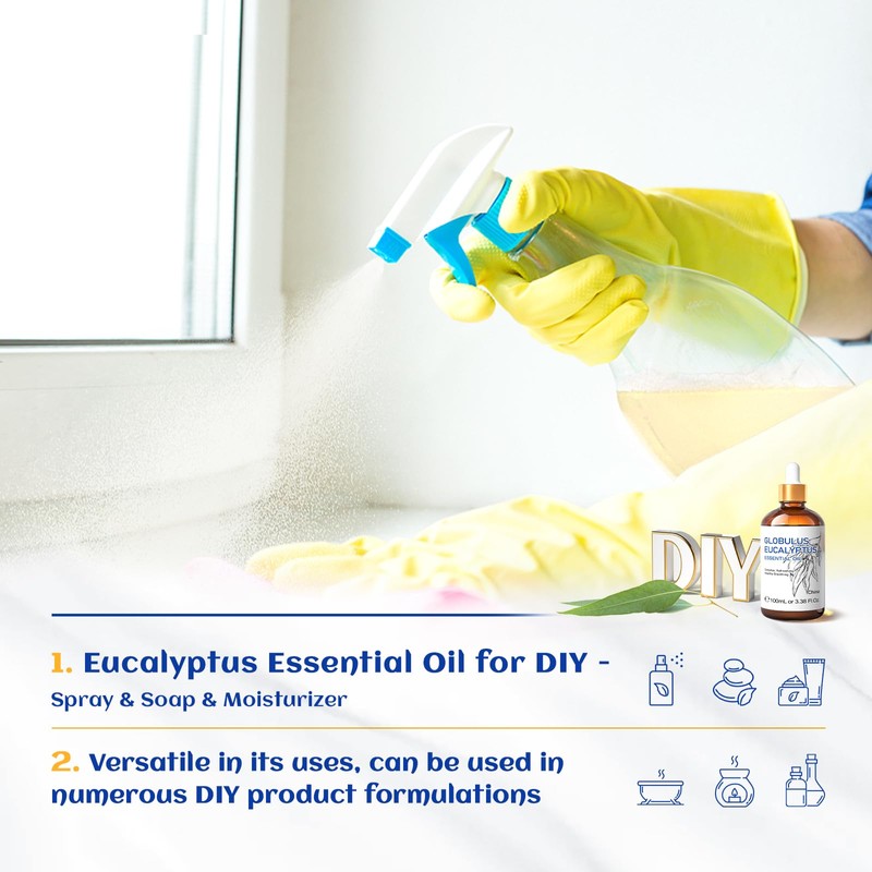 HIQILI 100ML Eucalyptus Essential Oil for Spray, Diffuser & Skin,
