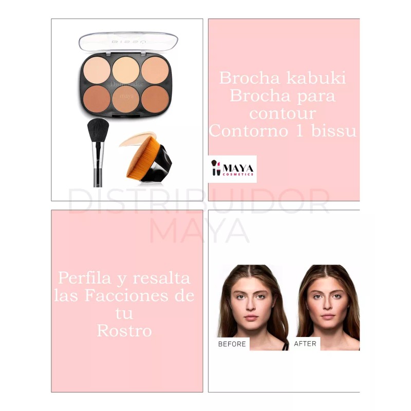 Maya Kit Brochas Contorno Brocha Kabuki Paleta Contorno Bissu