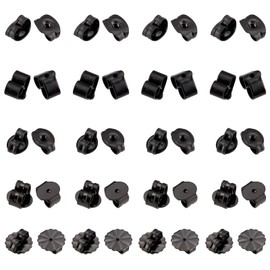 UNICRAFTALE About 50pcs 5 Styles Electrophoresis Black Earring Back Nut Stainless Steel Ear Nuts Earring Clasp Stopper for DIY Jewelry Making 0.8~1.2mm Hole
