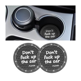 2 Pack Bling Car Coasters for Cup Holder, Crystal Rhinestone 2.75 in Cup Holder Coaster, Silicone Anti-Slip Insert Cup Mats for Women, Interior Accessories Universal for Most Cars (Deep Gray)