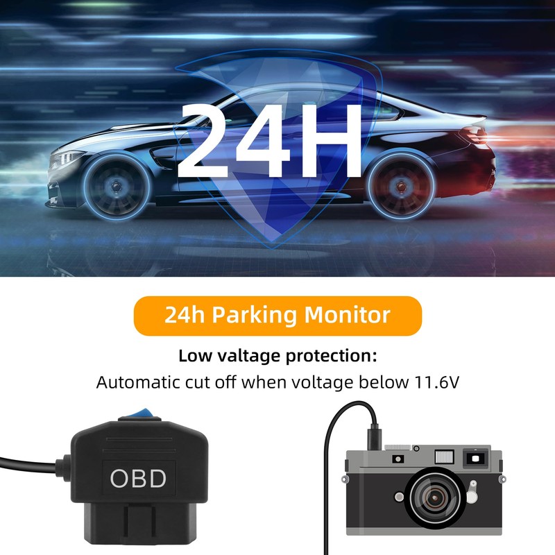 GELRHONR Car OBD Power Cable for Dash Camera, Electronic Vehicles