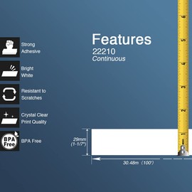 BETCKEY - Continuous Length Labels Replacement for Brother DK-2210 (1.1 in x 100 ft), Compatible with Brother QL Label Printers [1 Rolls/Continuous Labels, Yellow]