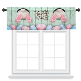 OOTSR Easter Rabbit Egg Pattern Valance, Rod Pocket Curtain Valance, Window Treatment, 54 x 18 Inch, Blue, Kitchen, Living Room, Bedroom