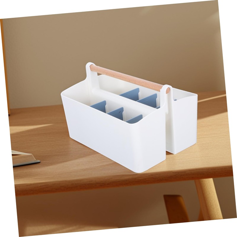 Operitacx Adjustable Divided Storage Basket with Handle Portable Caddy Organizer