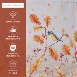 Maison d' Hermine Placemats Set of 4 100% Cotton Washable Cloth Place Mats, Reusable Table Mats for Kitchen Dining Decoration, Party, Wedding, Restaurant (Oak Leaves, 13" x 19")