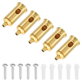 PATIKIL Cord Grip Connector 5 Set Adjustable Steel Wire Rope Cable Clamp with Base for Suspending Chandelier Panel Lamp Lighting Accessories, Gold Tone