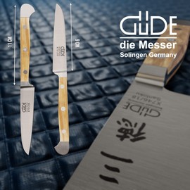 GÜDE Solingen - Gemüsemesser geschmiedet, 9 cm, Olivenholz, ALPHA OLIVE, Doppelkropf, Handmade Germany
