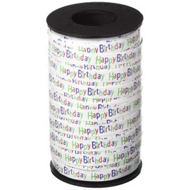 Berwick 3801412 Happy Birthday Printed Curling Ribbon, 3/8-Inch Wide by 250-Yard Spool, Red/Blue/Green