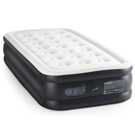 DUMOS Twin Air Mattress with Built in Pump, 16 Inch Blow Up Bed for Family, Portable Inflatable Mattress, Low Noise, 660 lbs Capacity, Black